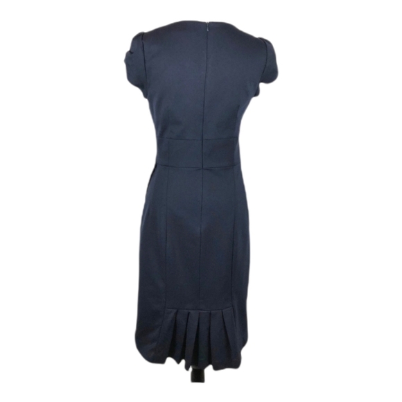 Nanette Lepore Navy Blue Sweetheart Illusion Bow Accent Sheath Dress - Picture 4 of 11